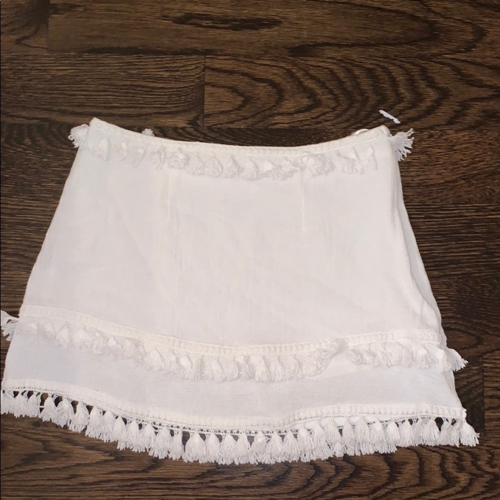 White tassel mini skirt